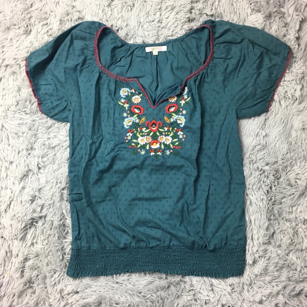 Matty M Embroidered Shirt Anthropologie Size XS